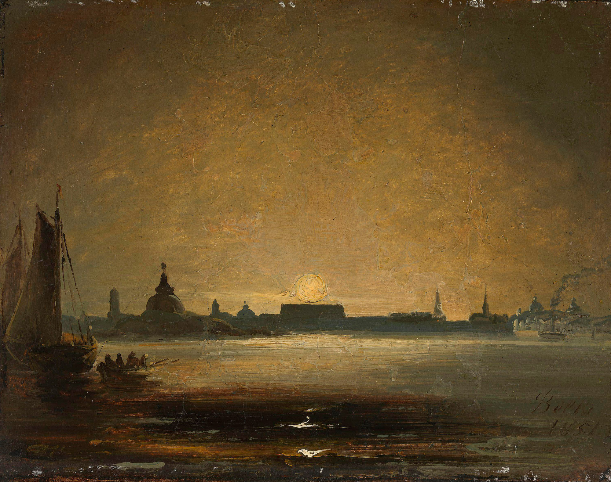 Peder Balke - Dresden in moonlight